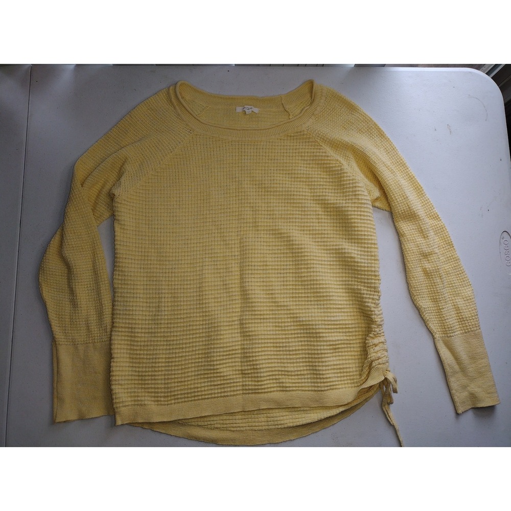 Maurices Womens Yellow‎ Waffle Knit Side Cinch Pullover Sweater Size L